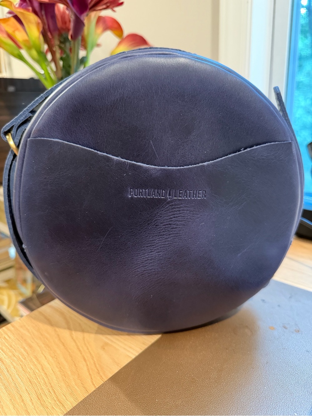 Portland Leather Large Circle Leather Crossbody Bag
